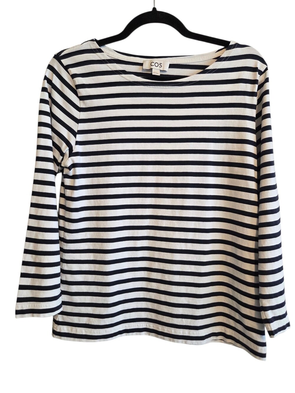 COS Black & White Striped Long Sleeve Top Sz M Casual Classic Nautical Picnic